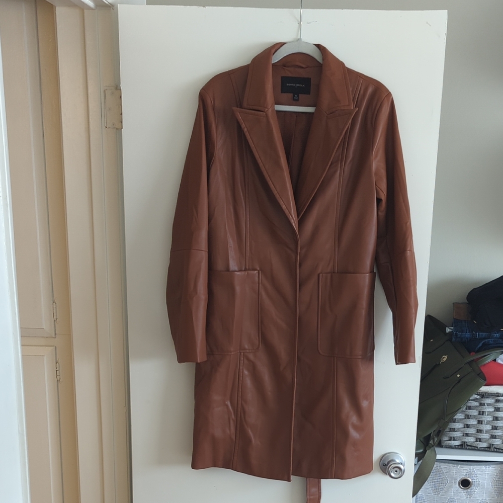 Banana Republic Factory Brown Faux Leather Trench